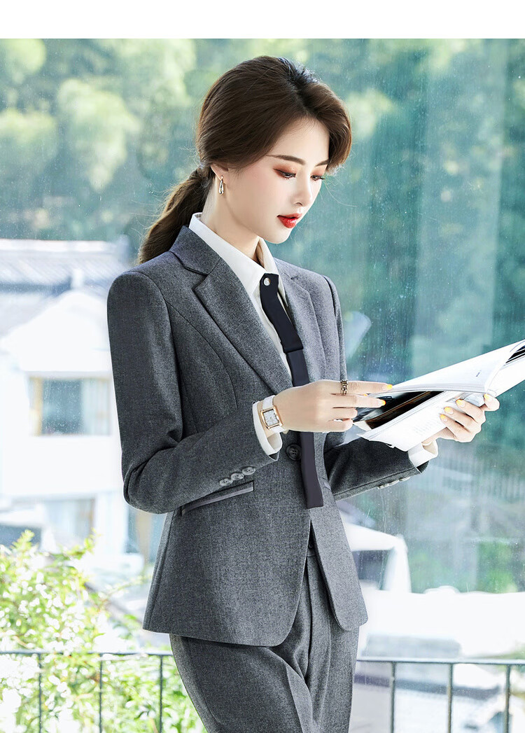 劳拉格慕 职业西装女套装2020新款韩版修身气质西服商务办公西装 黑色