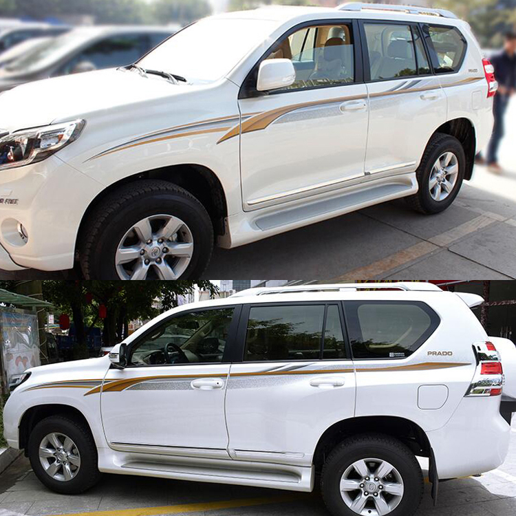 2022年新款适用于普拉多车身彩条拉花车贴14款霸道中东版彩贴拉花腰线