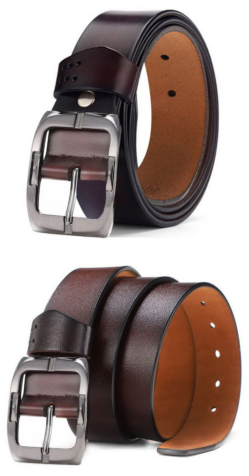 雷敦堡男式针扣皮带男士真皮腰带时尚百搭韩版款牛皮中青年男生商务针
