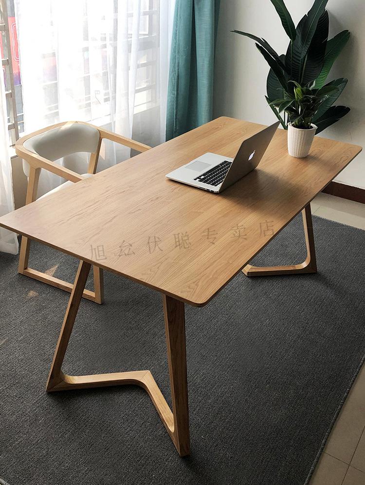 莤宸桌子电脑桌北欧家用书房白蜡木书桌学生学习写字台简约工作室单人