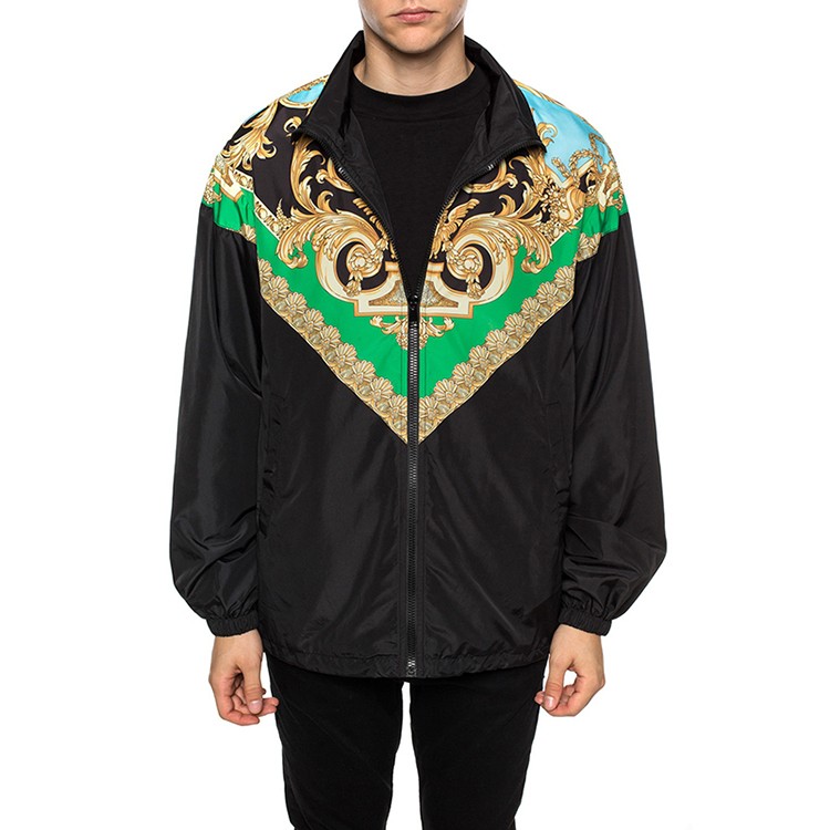 versace范思哲男士外套夹克秋冬休闲金色美杜莎头像男装拉链外套衣服