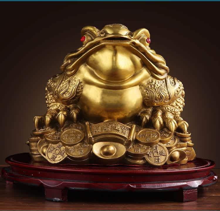 柏美莎全铜纯铜金蟾摆件蟾蜍三足金蟾摆件风水金蝉旺财吸财长11cm金蟾
