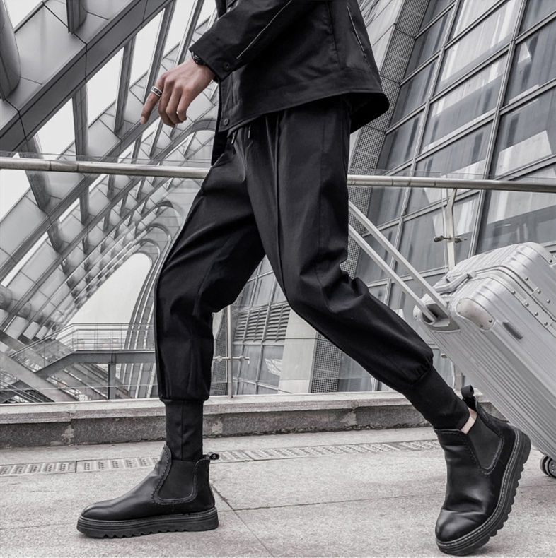 搭配靴子衣穿的靴裤男黑裤子男士休闲裤子夏潮牌靴搭配韩版潮流搭痞帅