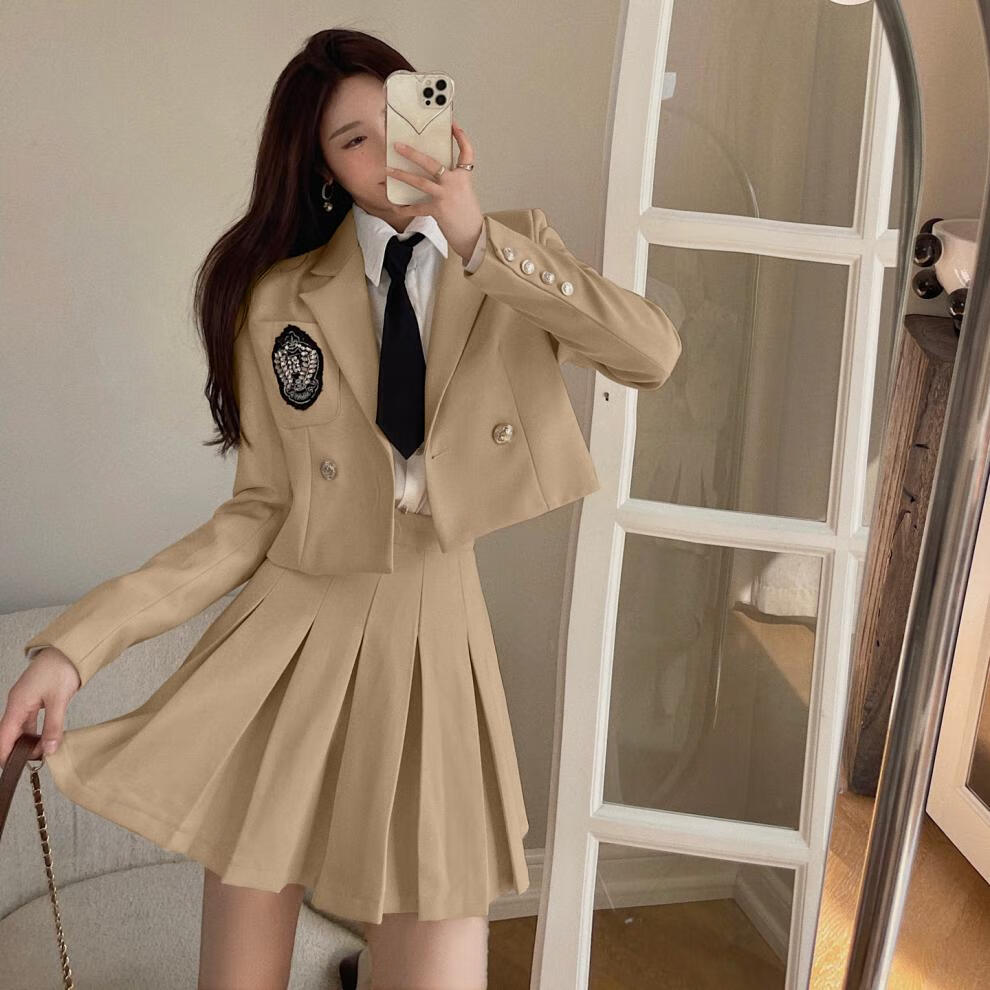 新品初中生女生jk制服套装学院风西装外套炸街女秋季英伦风韩国校服