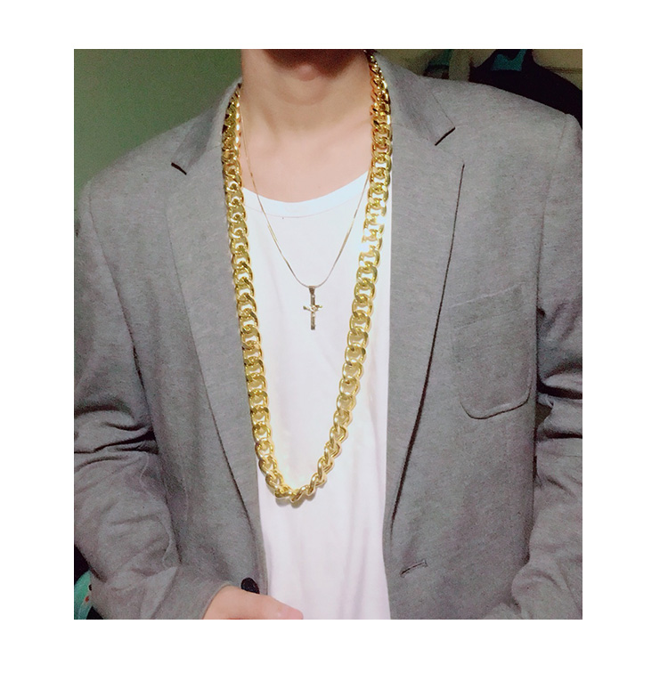 抖音大金链子男粗夸张社会人假金嘻哈项链道具网红小品土豪大金链寓意