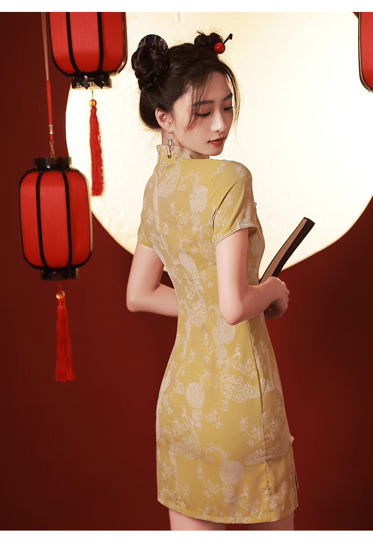 636665高档品牌zgmr黄色旗袍年轻款少女2022年新款改良国潮中国