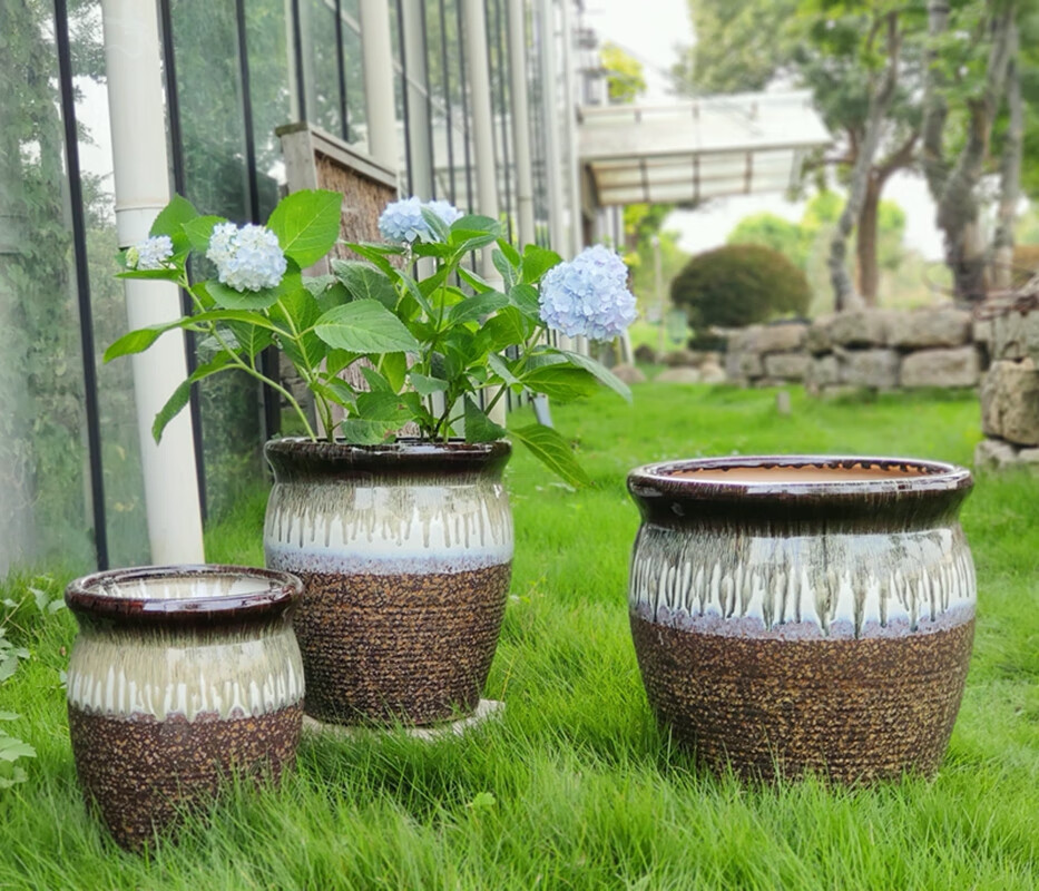 大号花盆发财树绣球大花盆陶瓷特大号深高盆30客厅仿古粗陶罐种树亚光