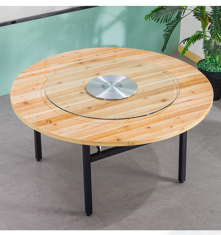 优辉 酒店饭店家用实木杉木大圆桌面折叠桌宴会桌酒席折叠圆形餐桌