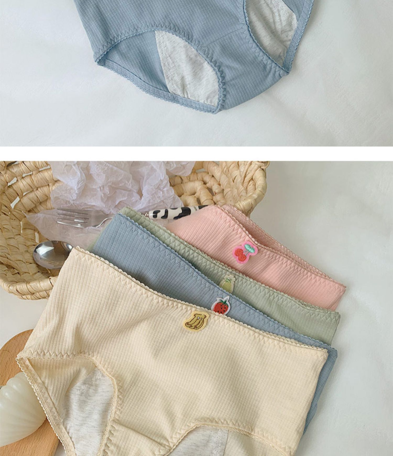 清仓浪莎水果生理内裤螺纹棉姨妈裤学生无痕生理裤女士月经期防漏香蕉