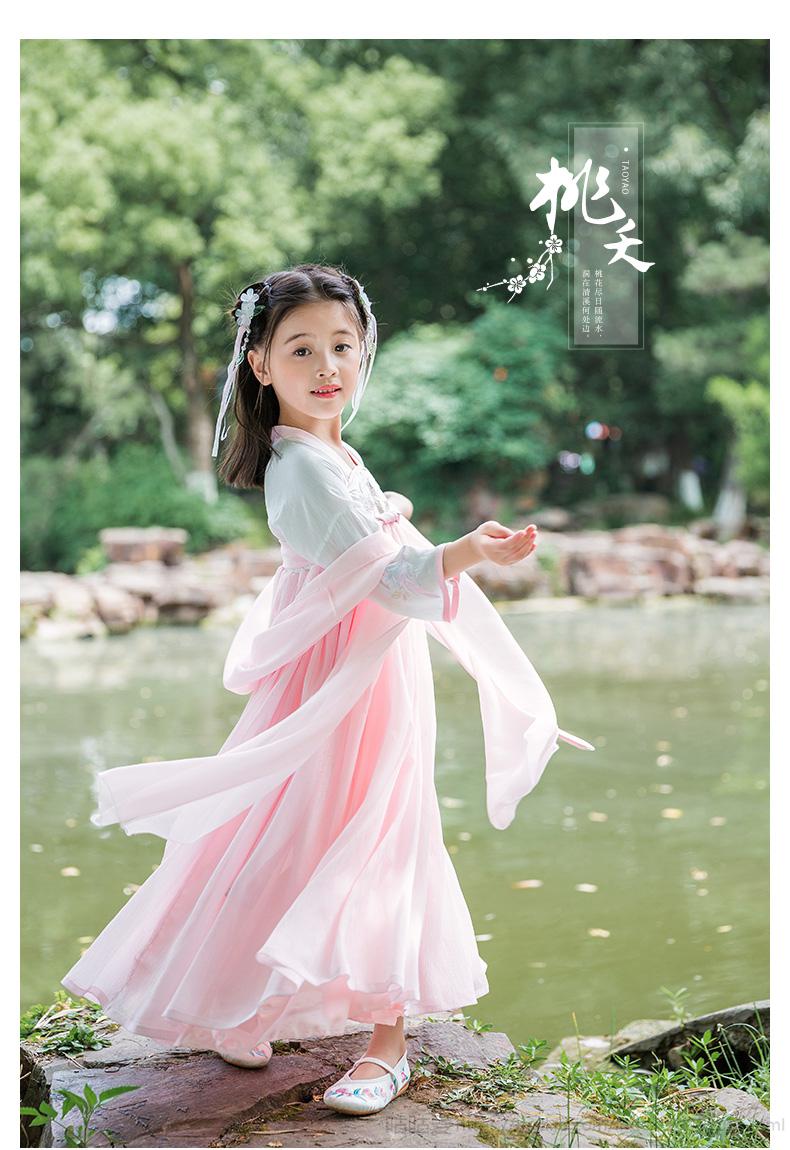 女童汉服齐胸襦裙12岁女孩超仙连衣裙儿童中国风古装夏款连衣裙 hq