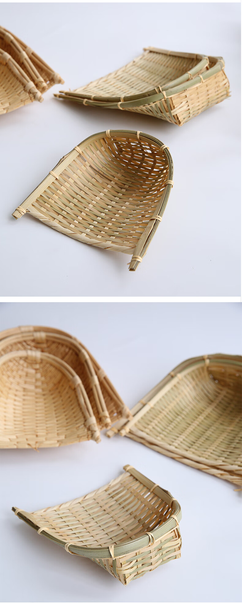 竹编制品竹子竹篮收纳筐家用小簸箕箩筐编织竹筐零食点心水果盘子