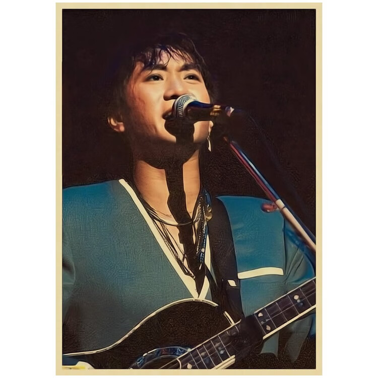 黄家驹海报 牛皮纸复古画 beyond 寝室宿舍贴画 怀旧 画报羡瑜 姜黄色