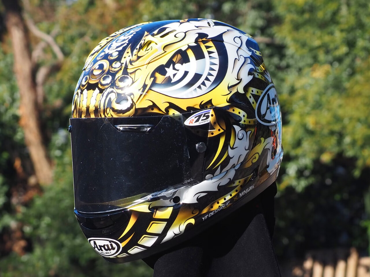 现货/ 日本进口arai摩托车头盔7x 特别合作款黑金醒狮 骑行全盔 rx-7x