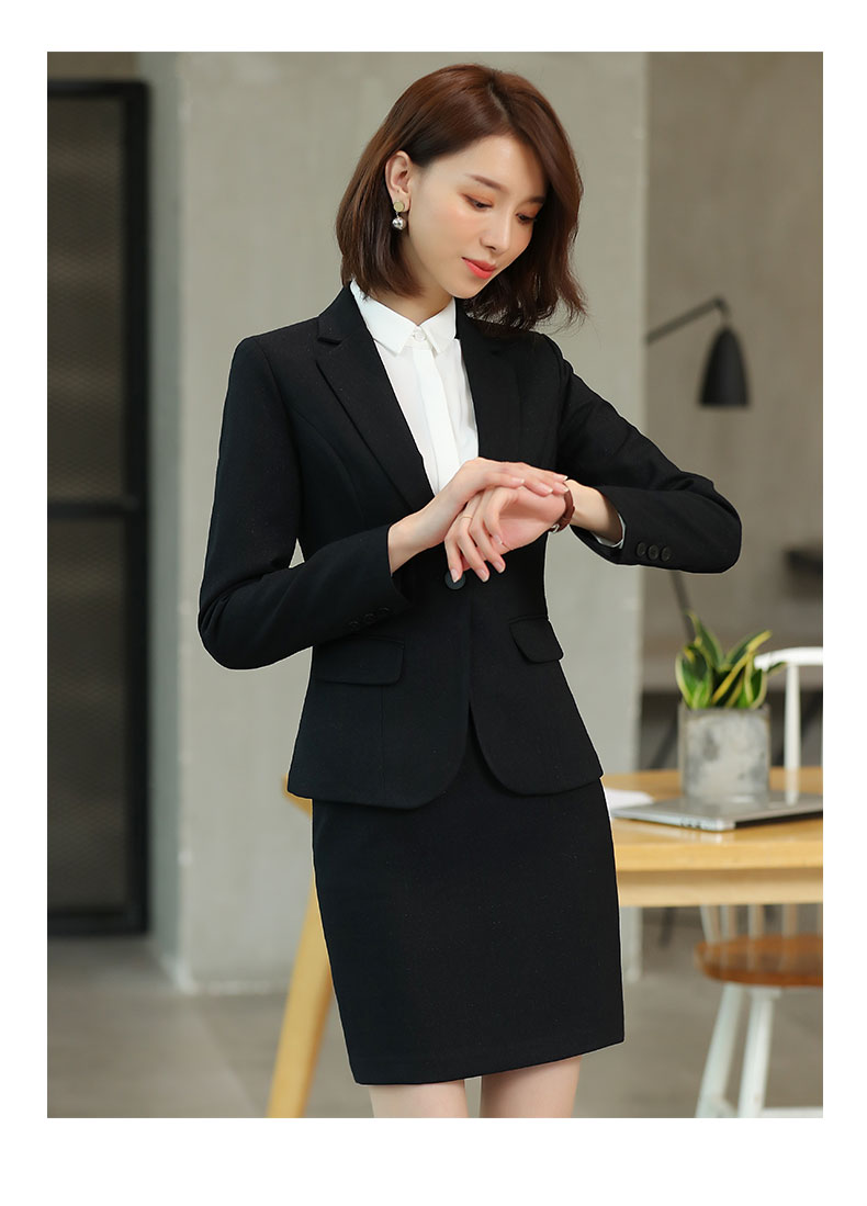 萨蒙路易 职业装女时尚气质ol修身显瘦百搭正装黑色酒店西服套装 黑色