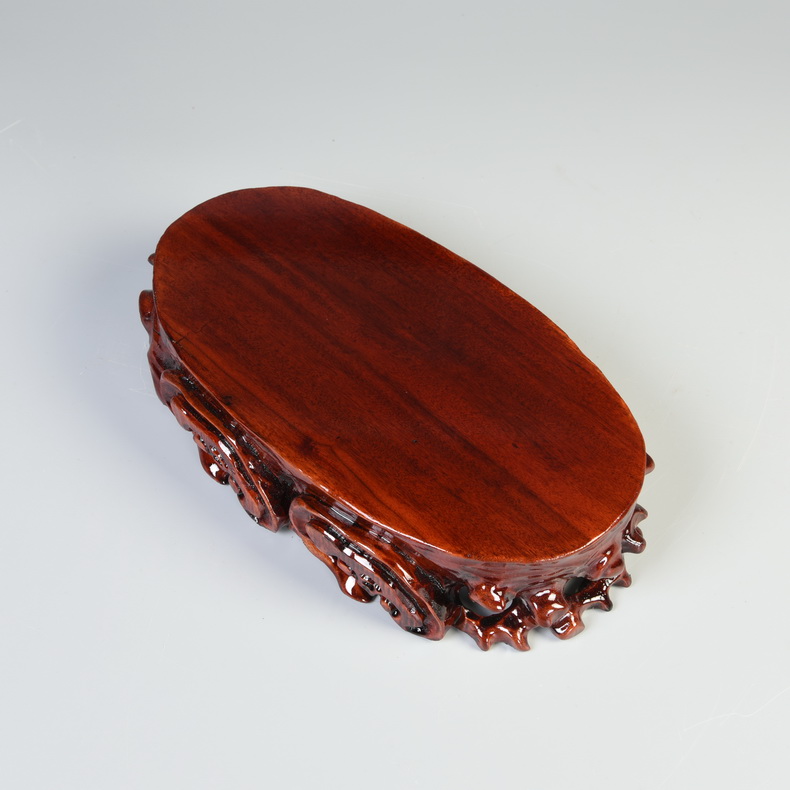 琴书侣实木根雕底座奇石底座椭圆形花盆景底座石头底座摆件架子l款长