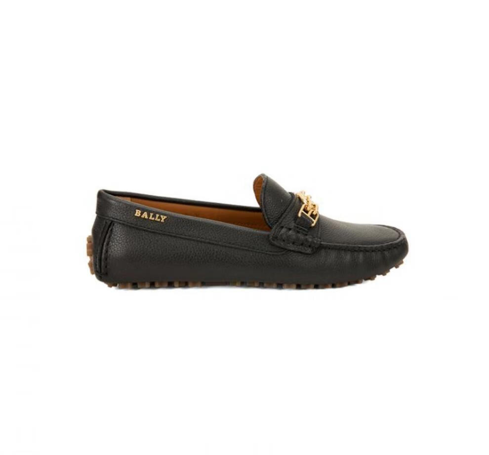 bally/巴利 女士经典黑色金属装饰日常休闲皮鞋单鞋 黑色 37.