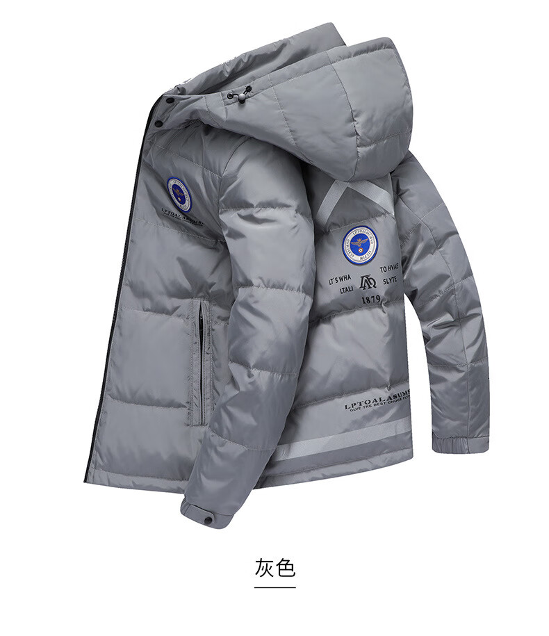 保罗polo【特价捡漏】美国经典新款羽绒服男常规款连帽青年秋冬白鸭绒