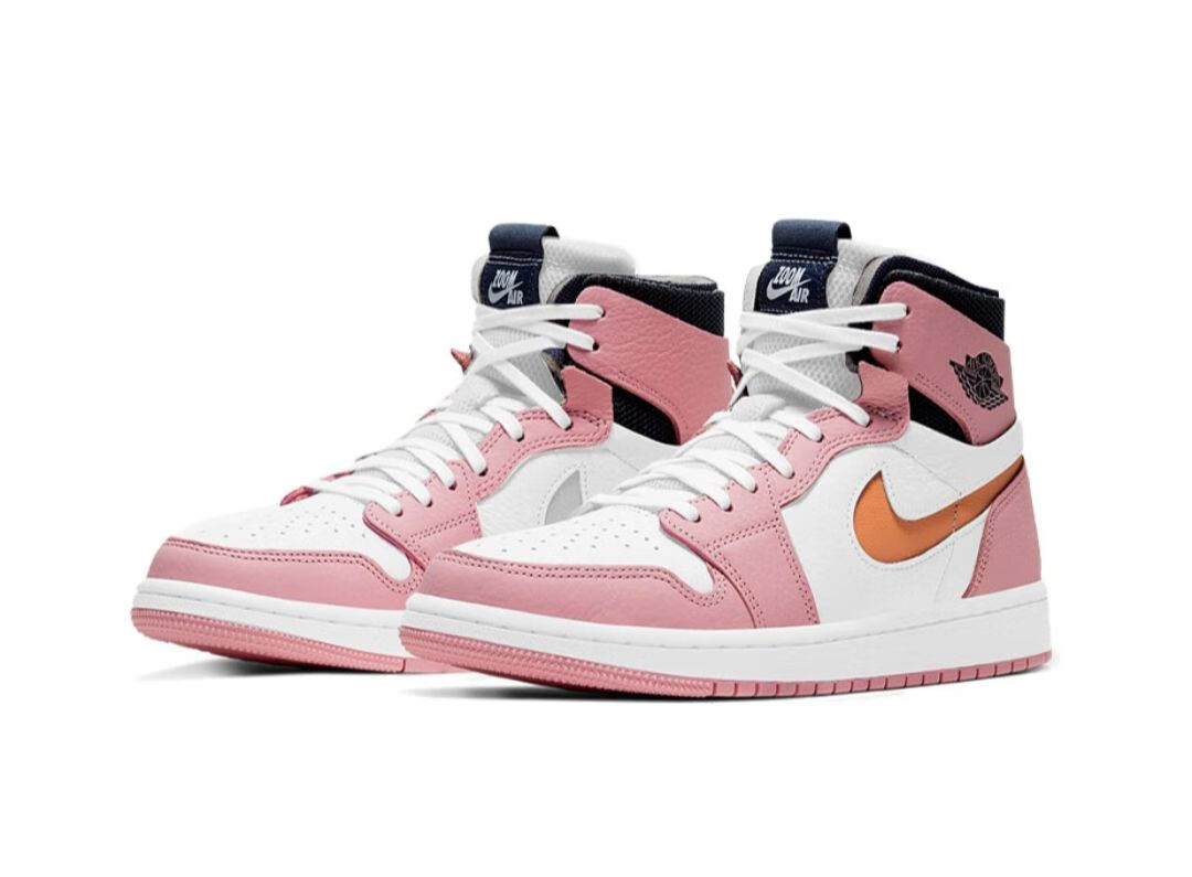 乔1zoomaircmft粉红釉樱花粉情人节男女情侣高帮篮球鞋樱花粉36