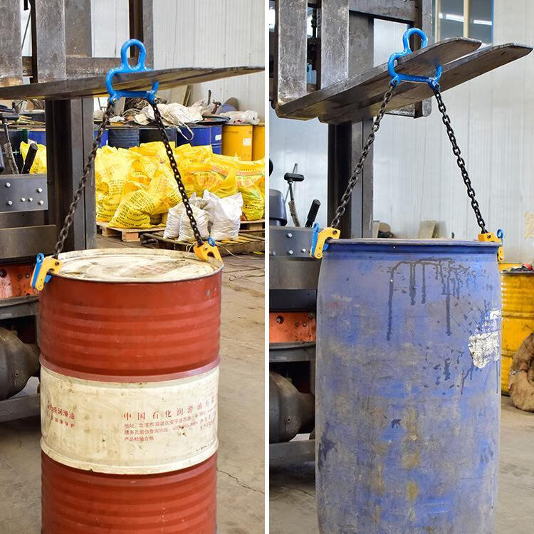 油桶吊钳叉车专用油桶钳起重吊具铁桶夹具吊钩双链夹子塑料桶夹具03