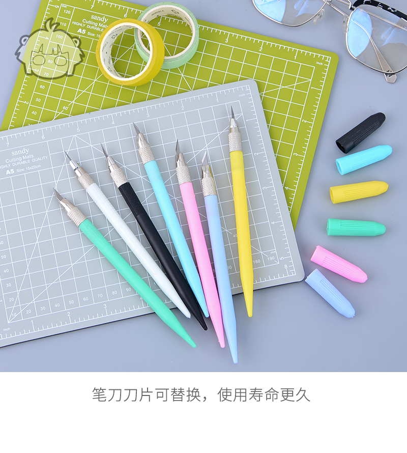 可爱少女手账刻刀手工刀具拆快递小刀笔刀手帐胶带切割美工刀灰色a5