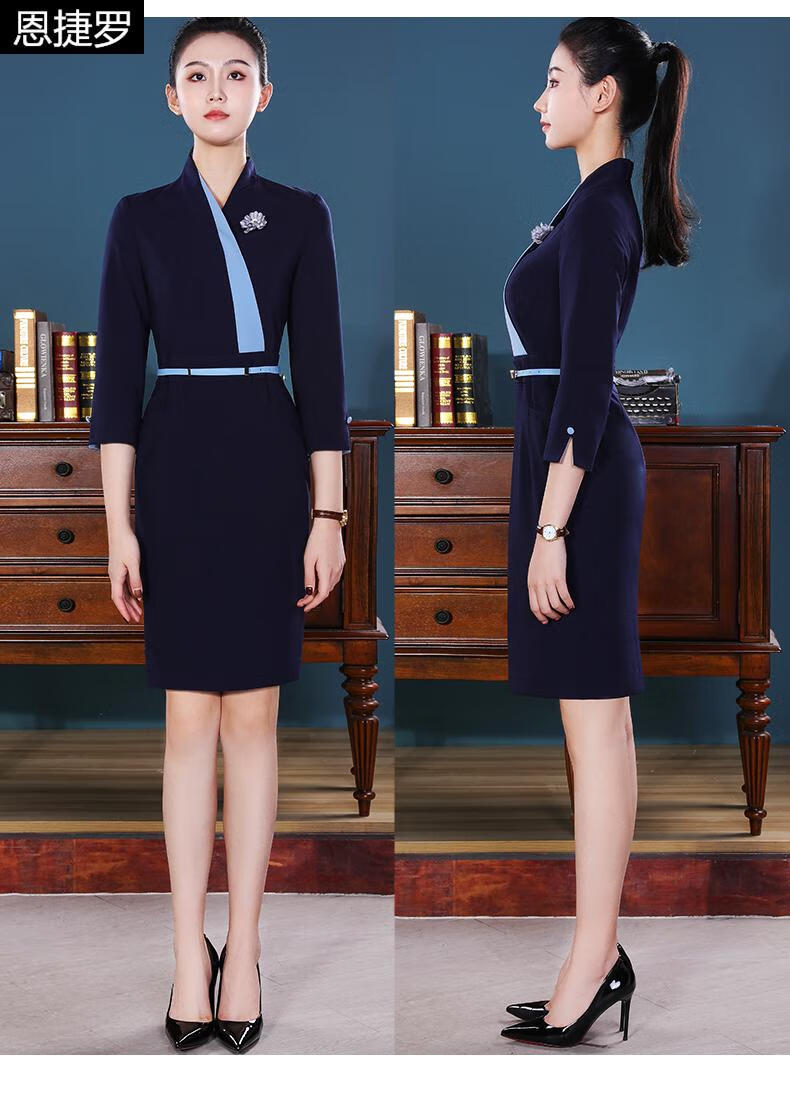 物业售楼处客服工作服春夏装空姐职业制服职业连衣裙女工装夏天气质