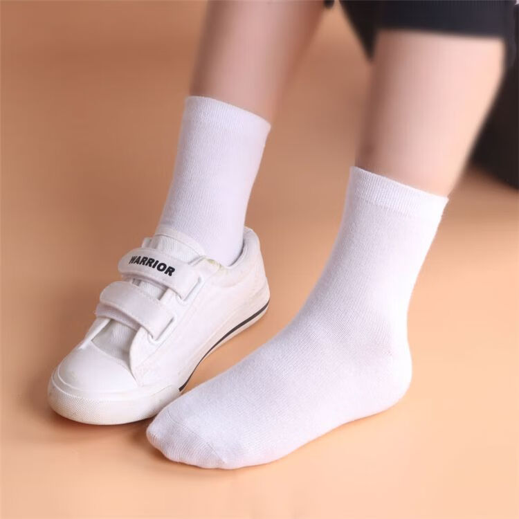 薄棉袜儿童白袜子男童春夏棉无骨短袜女童中筒袜黑色学生袜校服白棉袜