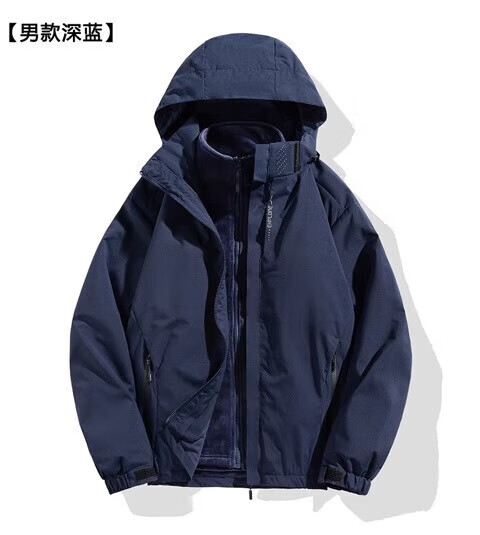 罗蒙（ROMON）三合一冲锋衣男女2冲锋外套内胆黑色3XL024新款户外爬山登山防风外套防寒服 男款 黑色 【冲锋衣外套+内胆 3XL （女135-145斤，男155-170斤详情图片17