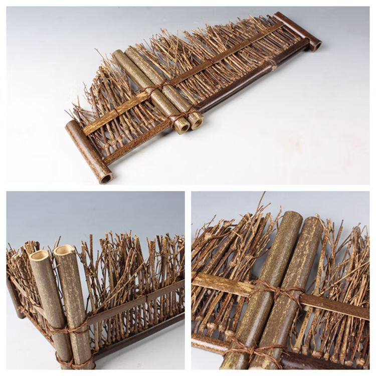 手工编织紫竹屏风竹篱笆屏风围栏小栅栏茶台园艺创意装饰 紫竹三折特