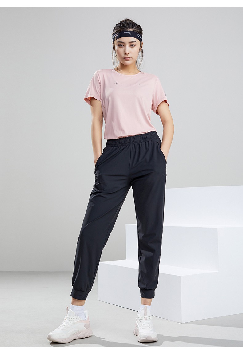 安踏冰丝裤运动九分裤女夏针织冰丝长裤薄款休闲运动裤1622273221基础