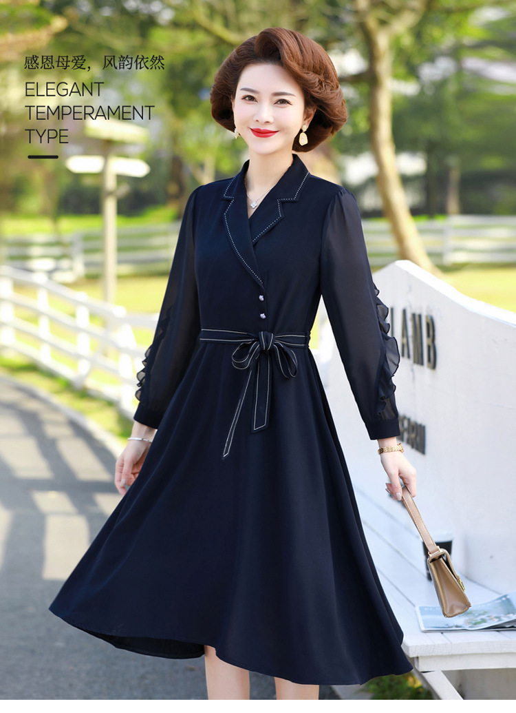 春秋天母亲衣服50岁大妈装中年妇女连衣裙时尚阔太太裙子洋气老妈衣服