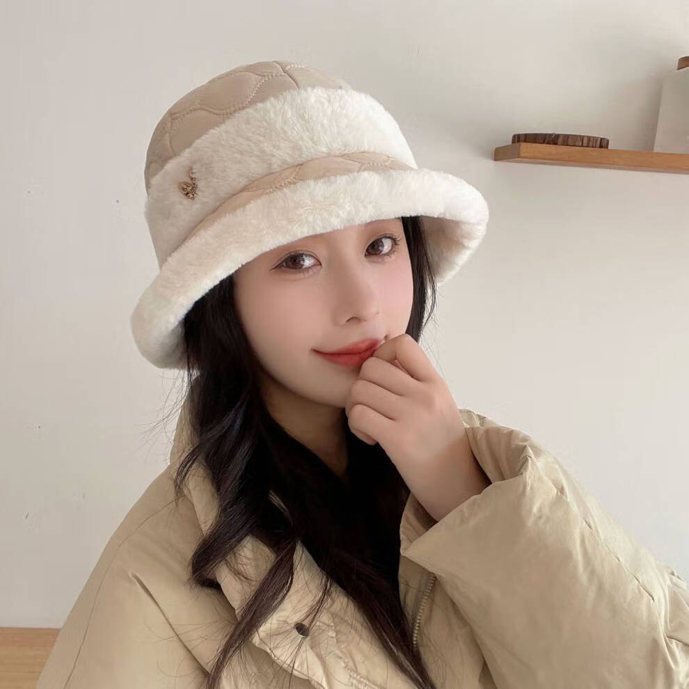 女生帽子潮流时尚 韩国东大门渔夫帽ins风显脸小毛绒帽子女生冬天加厚