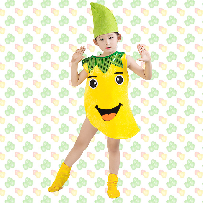 儿童水果演出服幼儿园环保衣服时装秀亲子装舞蹈造型表演服装 红西瓜