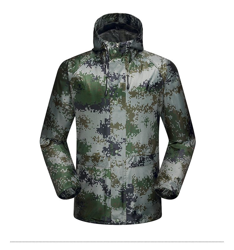 07迷彩分体雨衣男女双层摩托车户外骑行垂钓雨衣雨裤套装 林地迷彩色