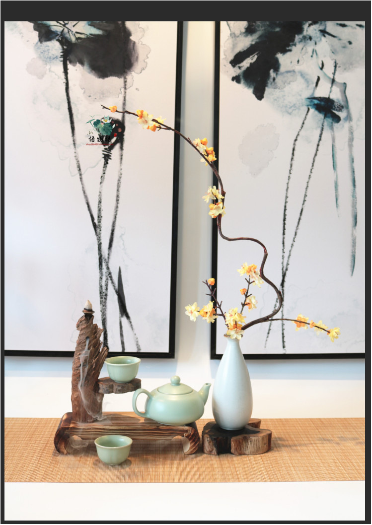 家装软饰 花瓶花艺 理卫 中式花摆件套装禅意客厅装饰茶室艺术插花