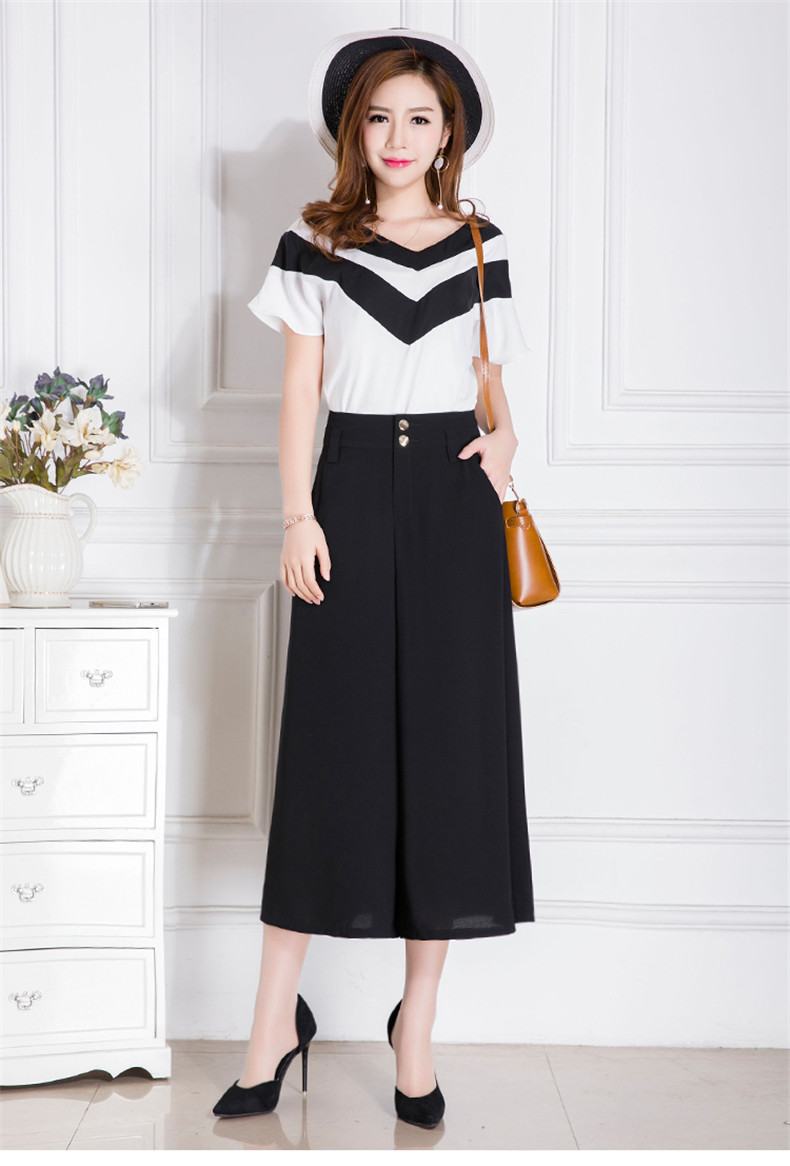 雪纺裙裤阔腿裤女夏九分裤2020夏季新款高腰大码宽松休闲裤时尚百搭七