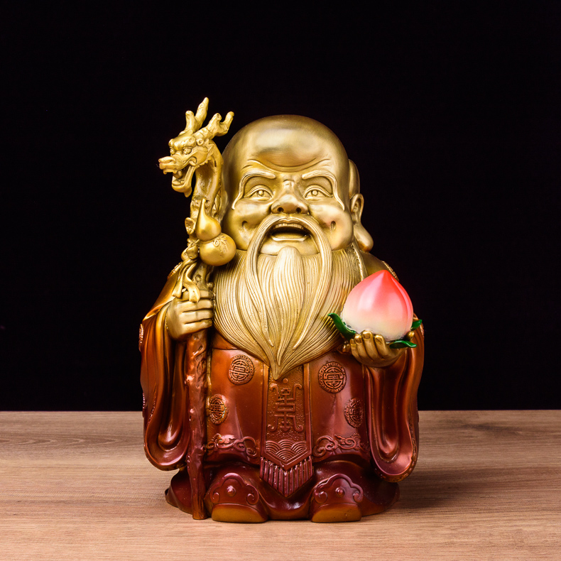 铜掌柜 福禄寿三星摆件 全铜福星禄星寿星纳福增寿客厅供奉 彩铜寿星