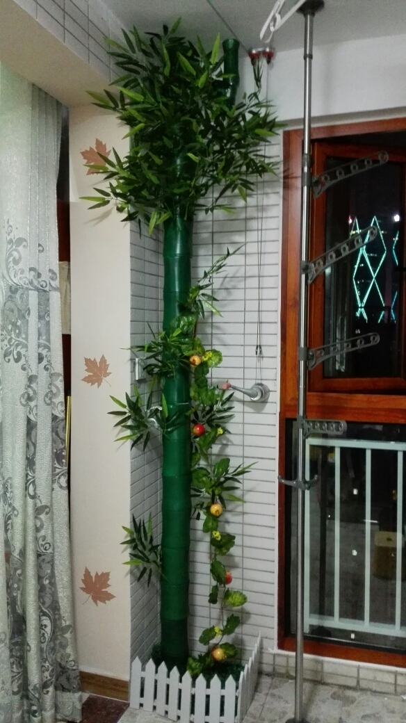 包下水管道装饰仿真竹子皮竹叶假竹子塑料假竹节暖气空调管道装饰 4寸