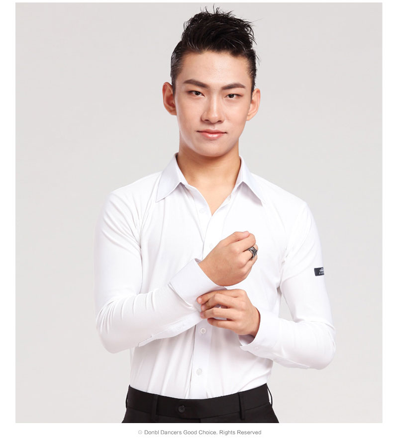 男摩登舞服装艺考拉丁舞服上衣长袖国标舞华尔兹舞衣舞蹈练功 男士
