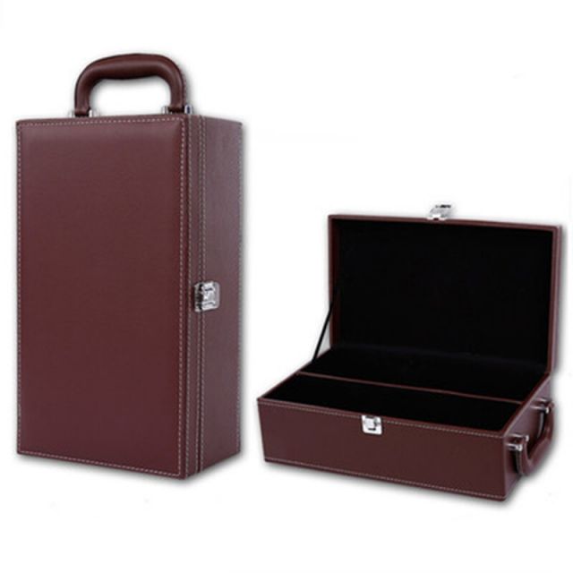 中秋红酒礼盒包装礼品盒 双支装皮盒木盒送礼