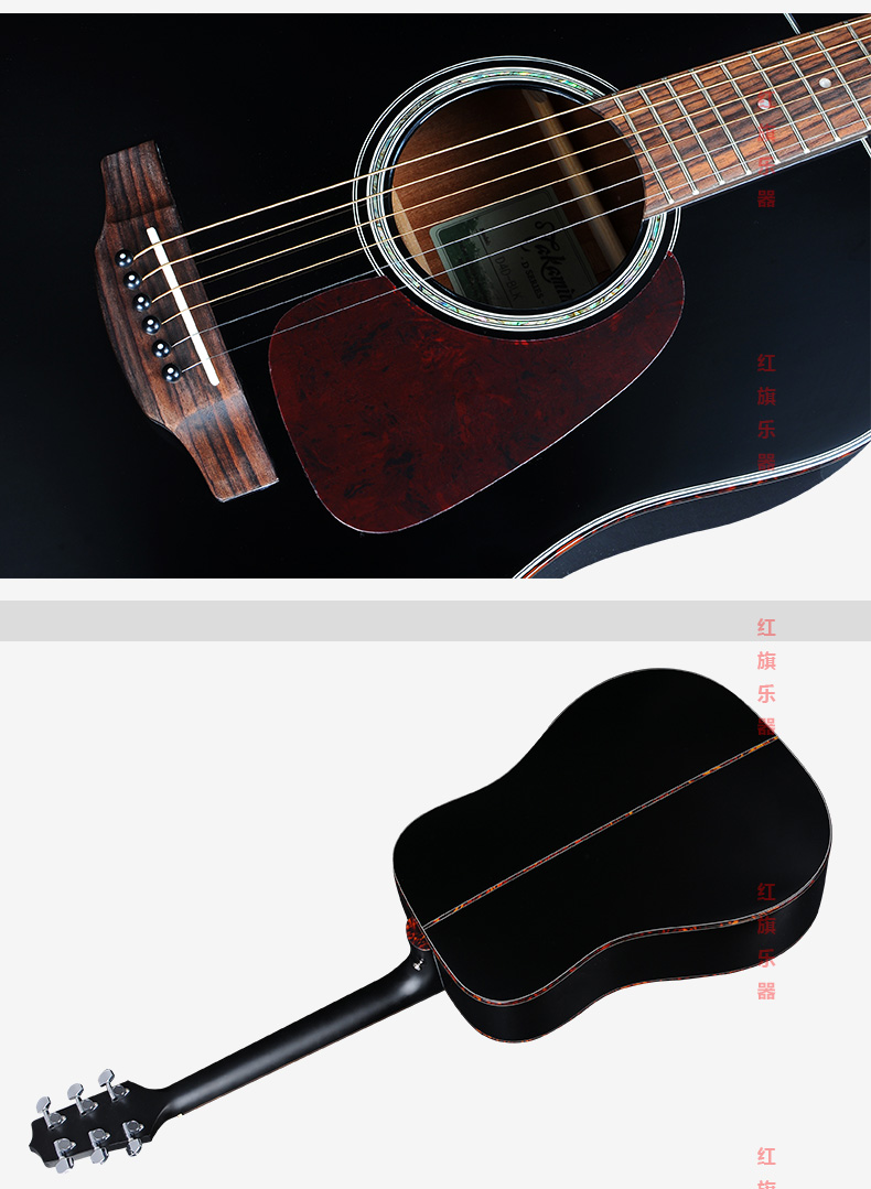 塔卡米尼takamine 单板民谣电箱吉他民谣木吉他41寸 ed4dc黑色电箱