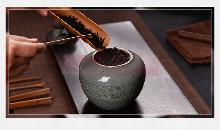 瓷韵龙泉窑青瓷茶叶罐 陶瓷密封茶叶罐大号茶叶盒xo2 如雪罐_现价瓷韵