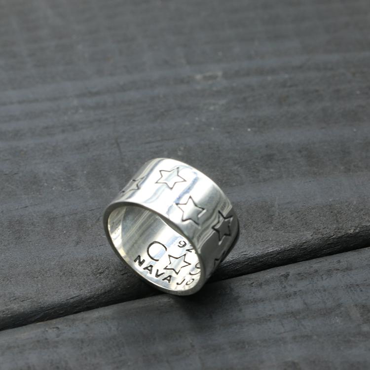 s925纯银饰品cody sanderson戒指亚裔五角星男女宽面韩版指环对戒 21
