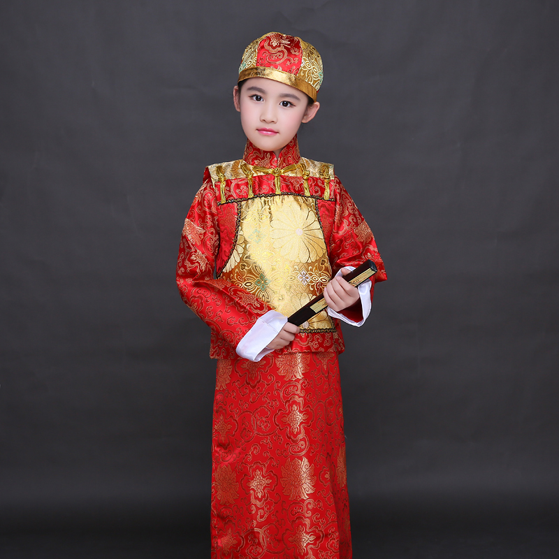 清朝儿童阿哥服小贝勒服皇帝服古装小地主少爷服男孩古演出服装 宝