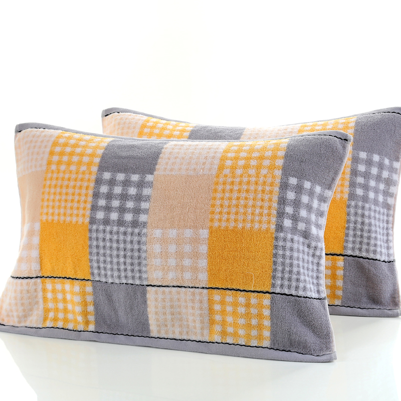 纯棉枕巾加大加厚棉枕巾婚庆柔软舒适透气一对 驼色 玫瑰花1对