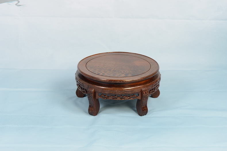 鸡翅木酒坛底座花瓶底座圆形盆景佛像底座实木工艺品摆件鱼缸底座鸡翅