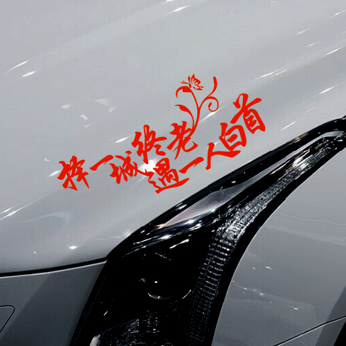 择一城终老遇一人白首车贴励志文字个性汽车贴纸车身贴送唇印(青春苦