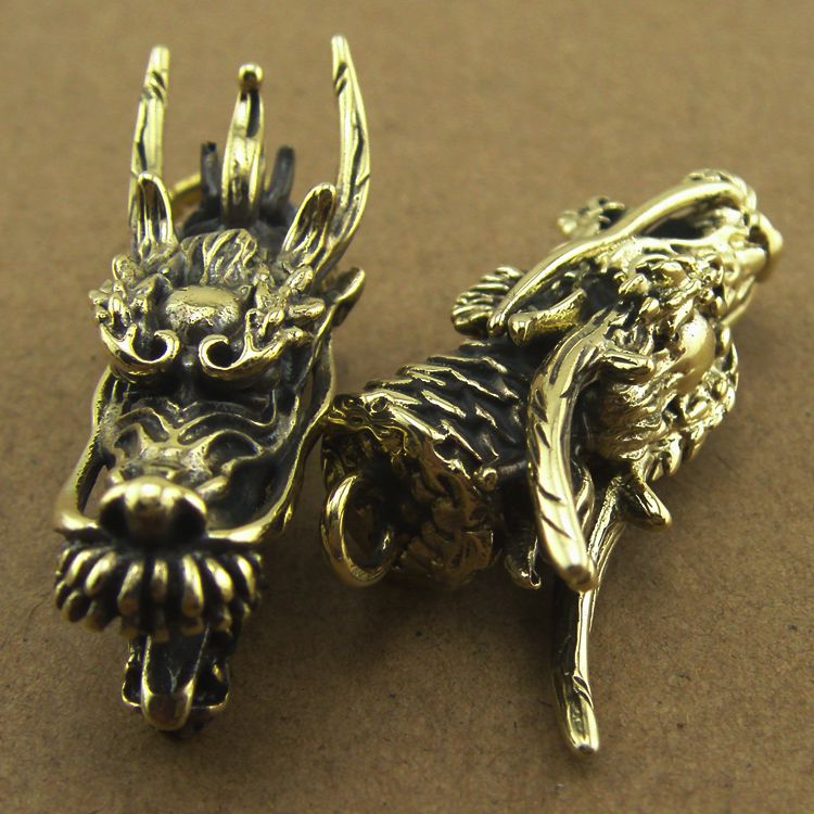 适用于黄铜霸气龙头老大挂坠威猛型男男士汽车钥匙扣腰挂件生肖项链