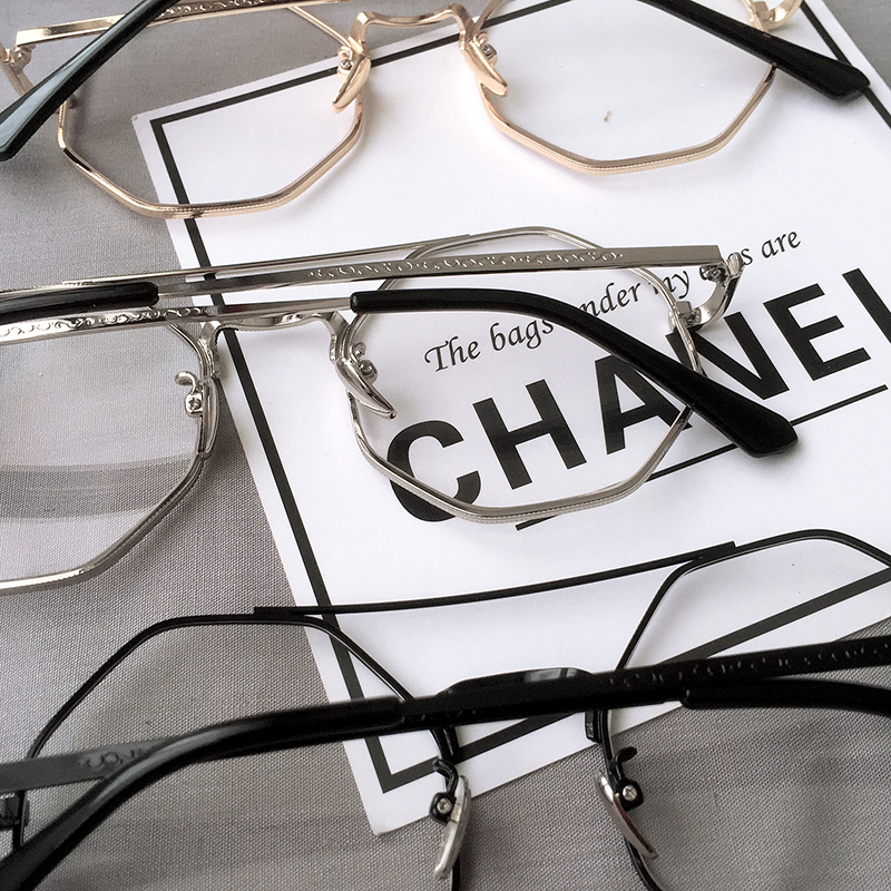 韩版新款学生菱形眼镜框架男女潮时尚 平光眼镜可配 (450-600度)1.