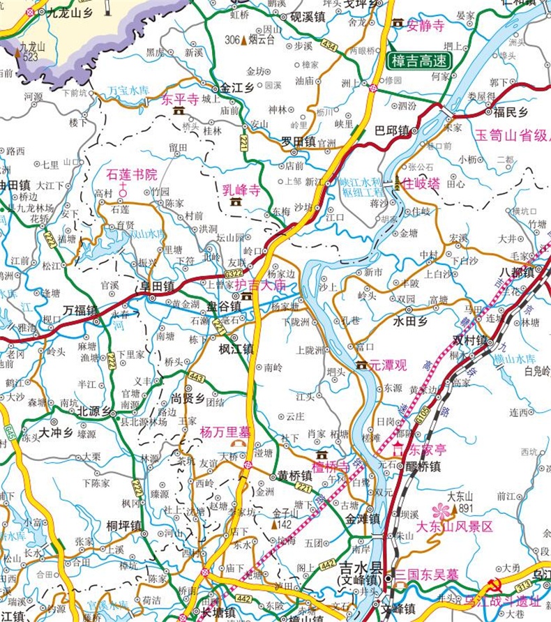 正版江西吉安市交通旅游图2018新吉安市城区手绘地图折叠便携版旅游