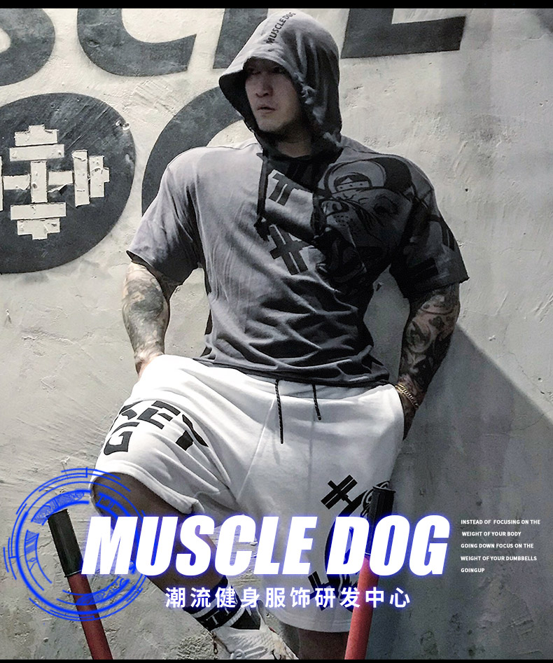 muscledog肌肉狗健身短袖夏季運動跑步訓練服套頭衛衣透氣t恤灰色m